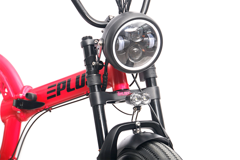 Fantas CARRO-S 1000W full suspension fat tire electric bicycle folding snow e-bike with retro big headlight